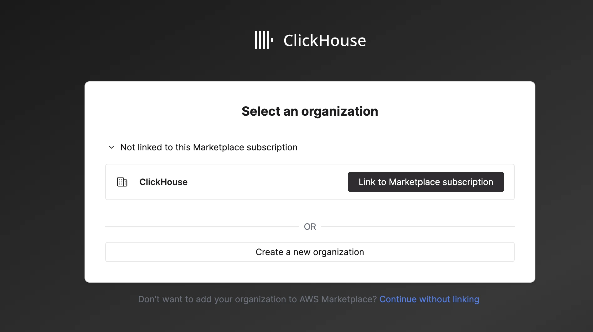 将默认组织关联到 AWS Marketplace 订阅