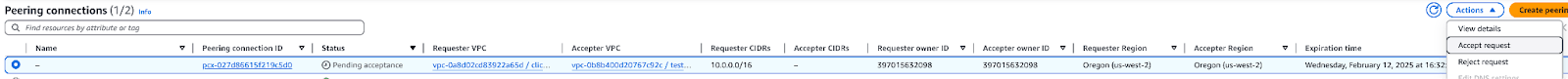 BYOC قبول peering connection