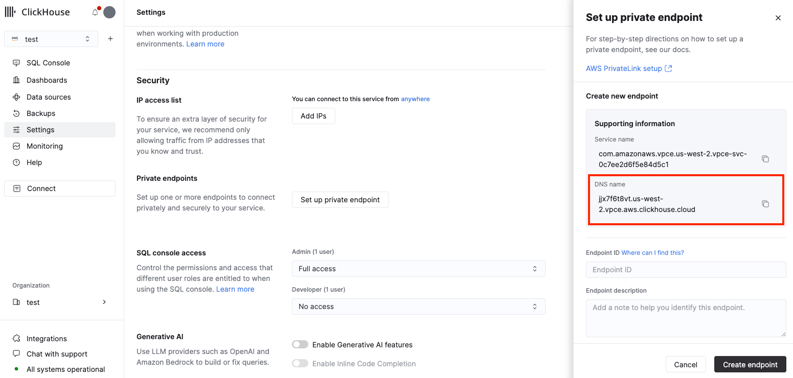 Nom DNS du Private Endpoint