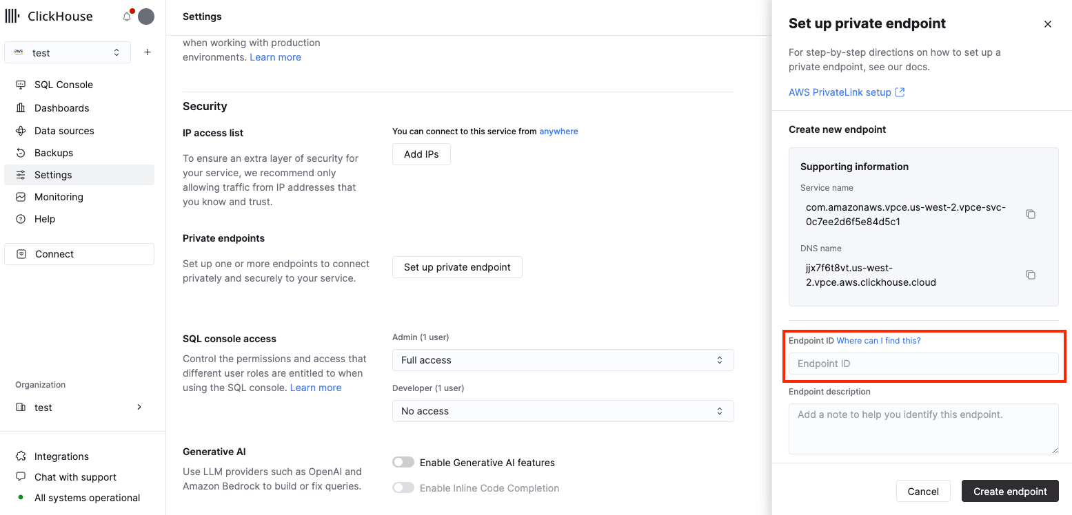 Filtre des endpoints privés