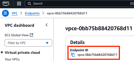 ID du VPC Endpoint