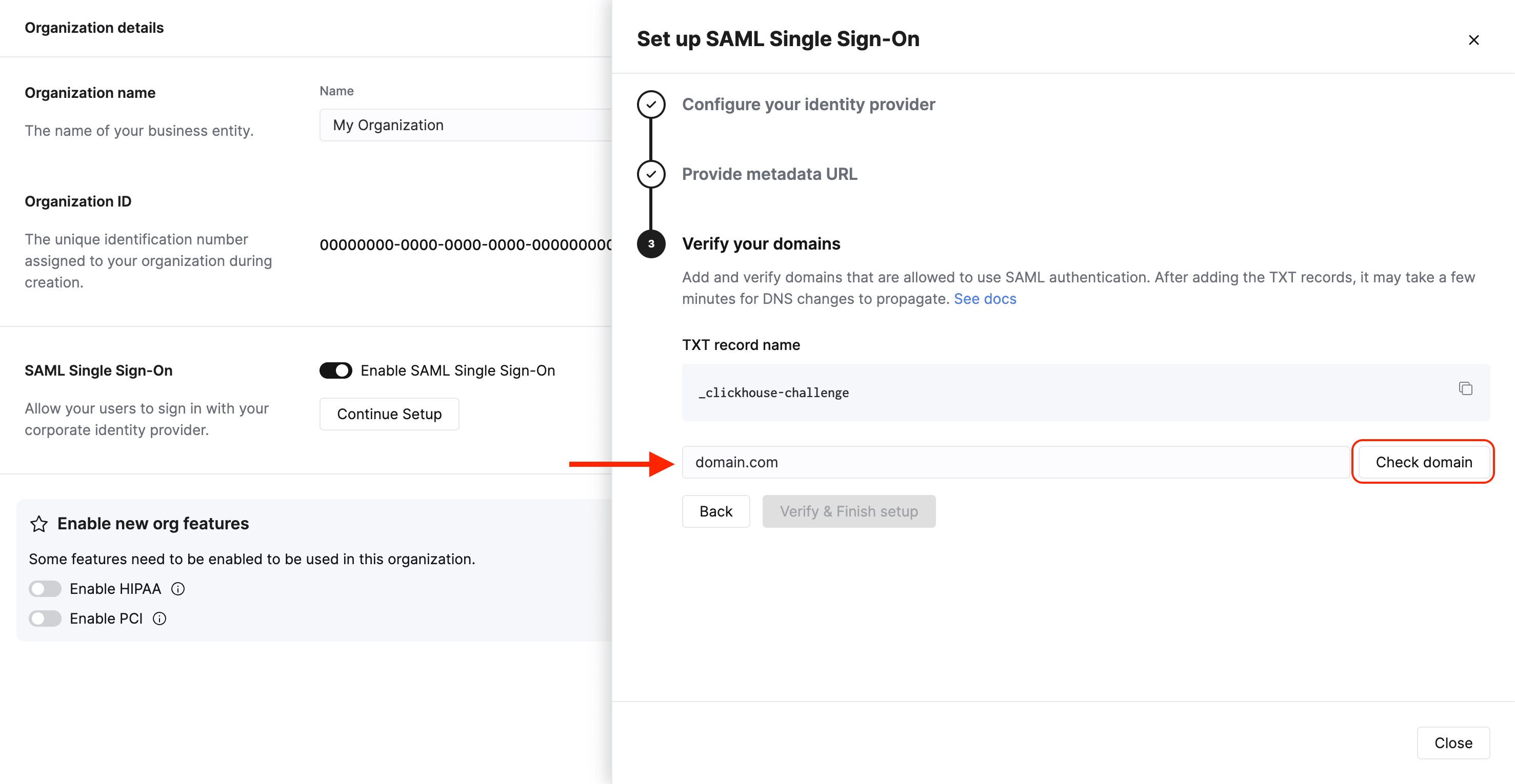 Add domain to verify