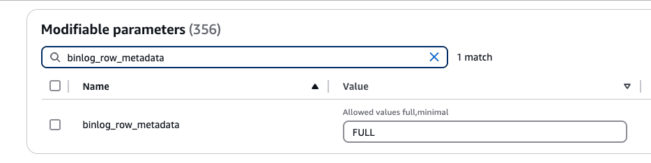 Binlog row metadata