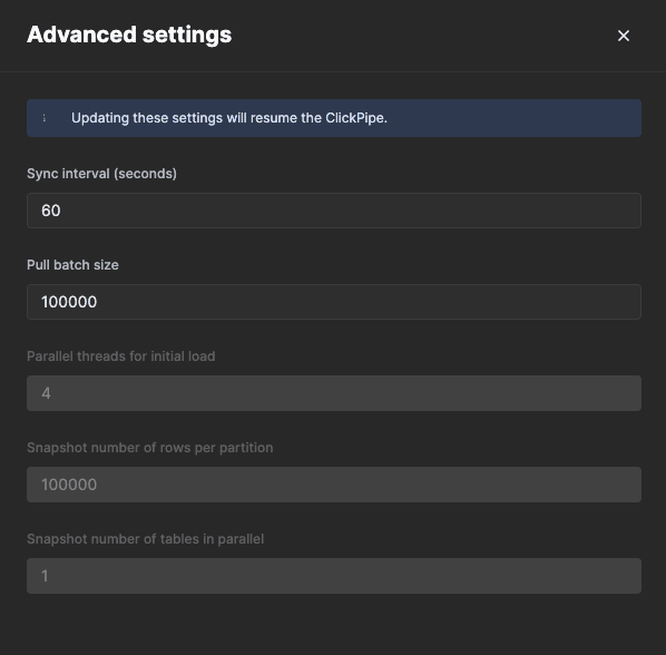 Edit sync settings