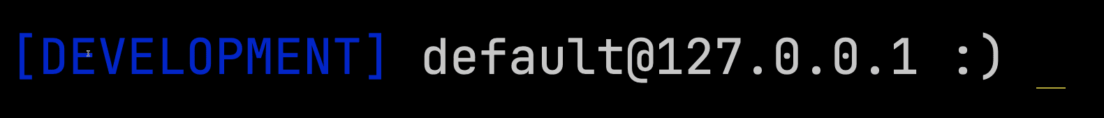 Invite du client ClickHouse avec une connexion de développement en YAML