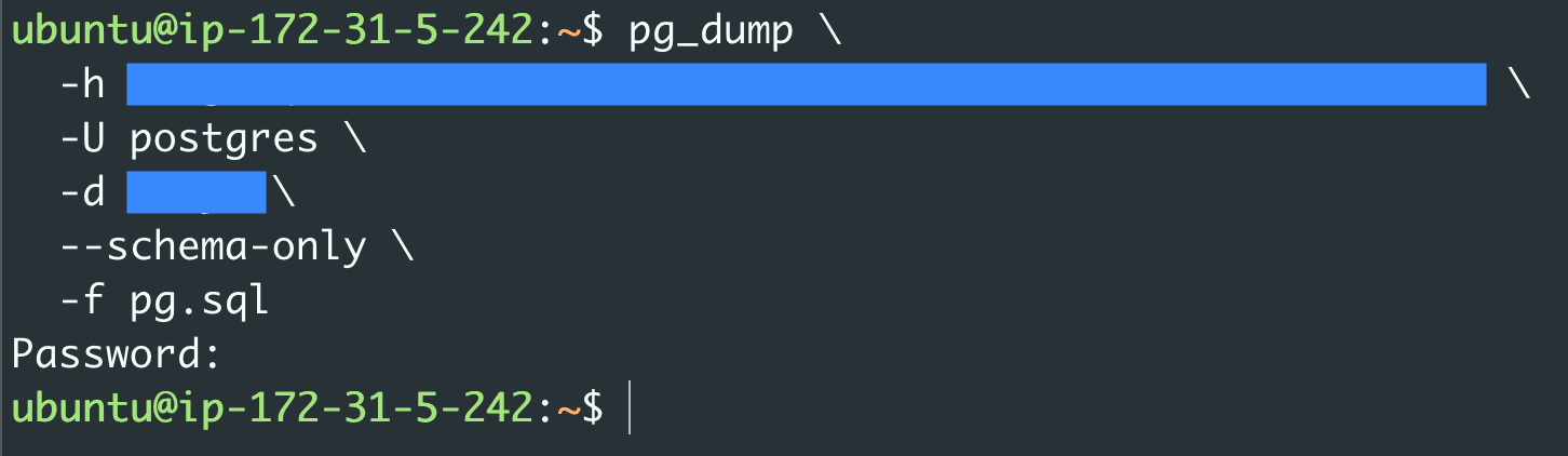 Вывод терминала после выполнения pg_dump