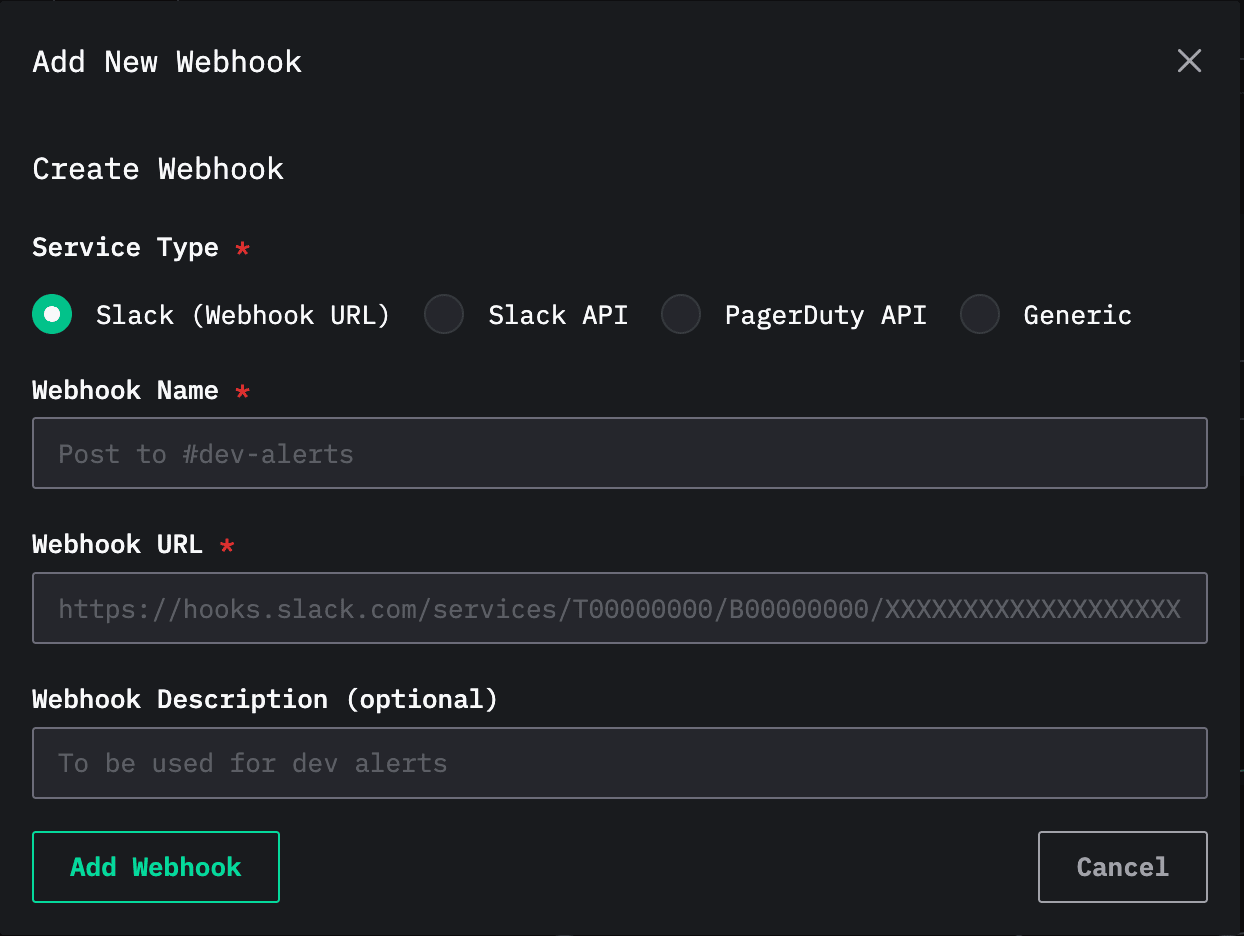 Webhook creation