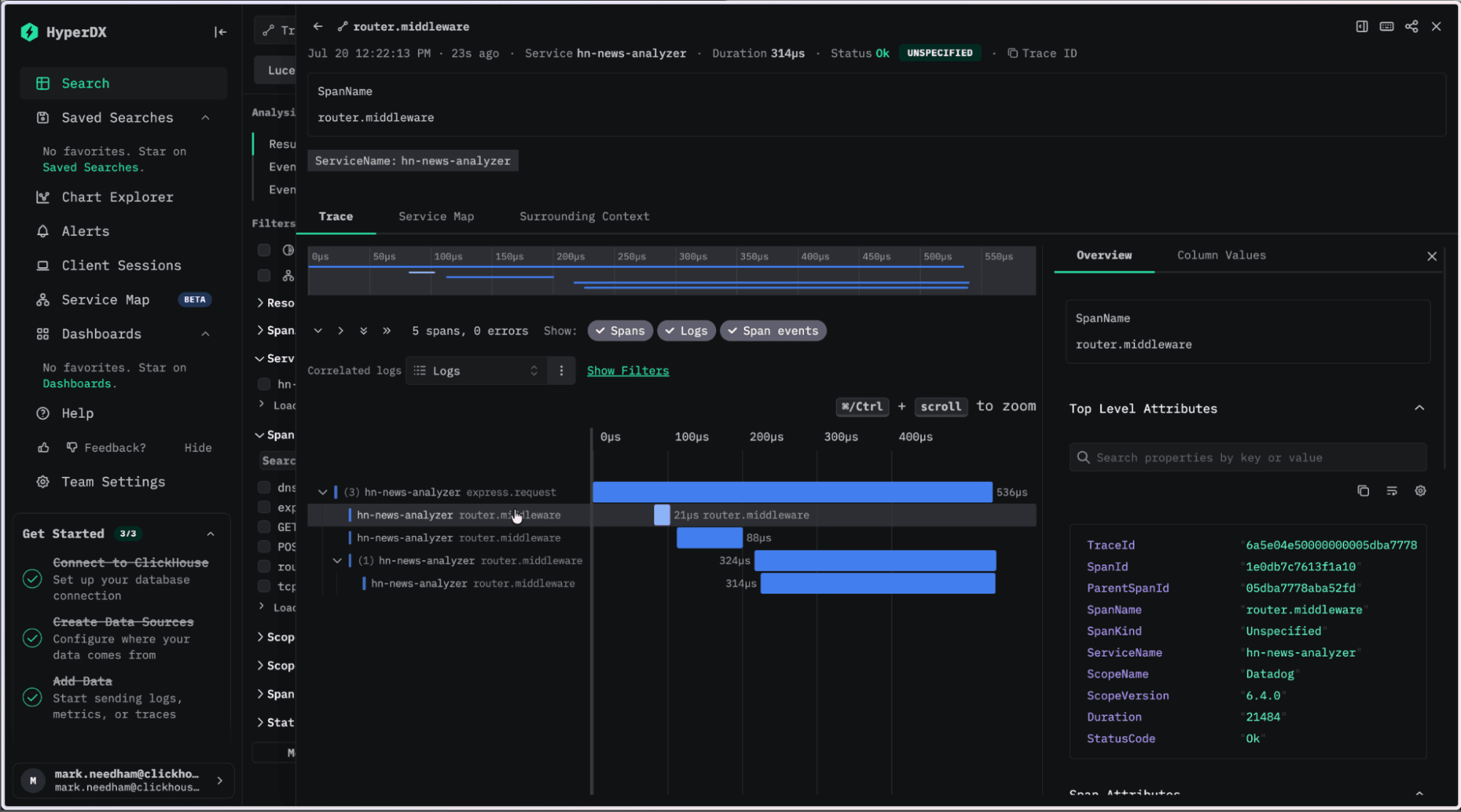 Datadog en las trazas de ClickStack 2